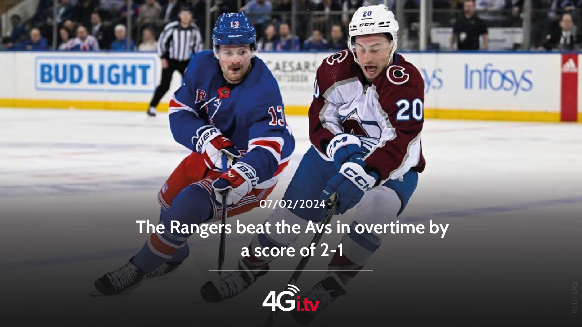 Read more about the article The Rangers beat the Avs in overtime by a score of 2-1 
