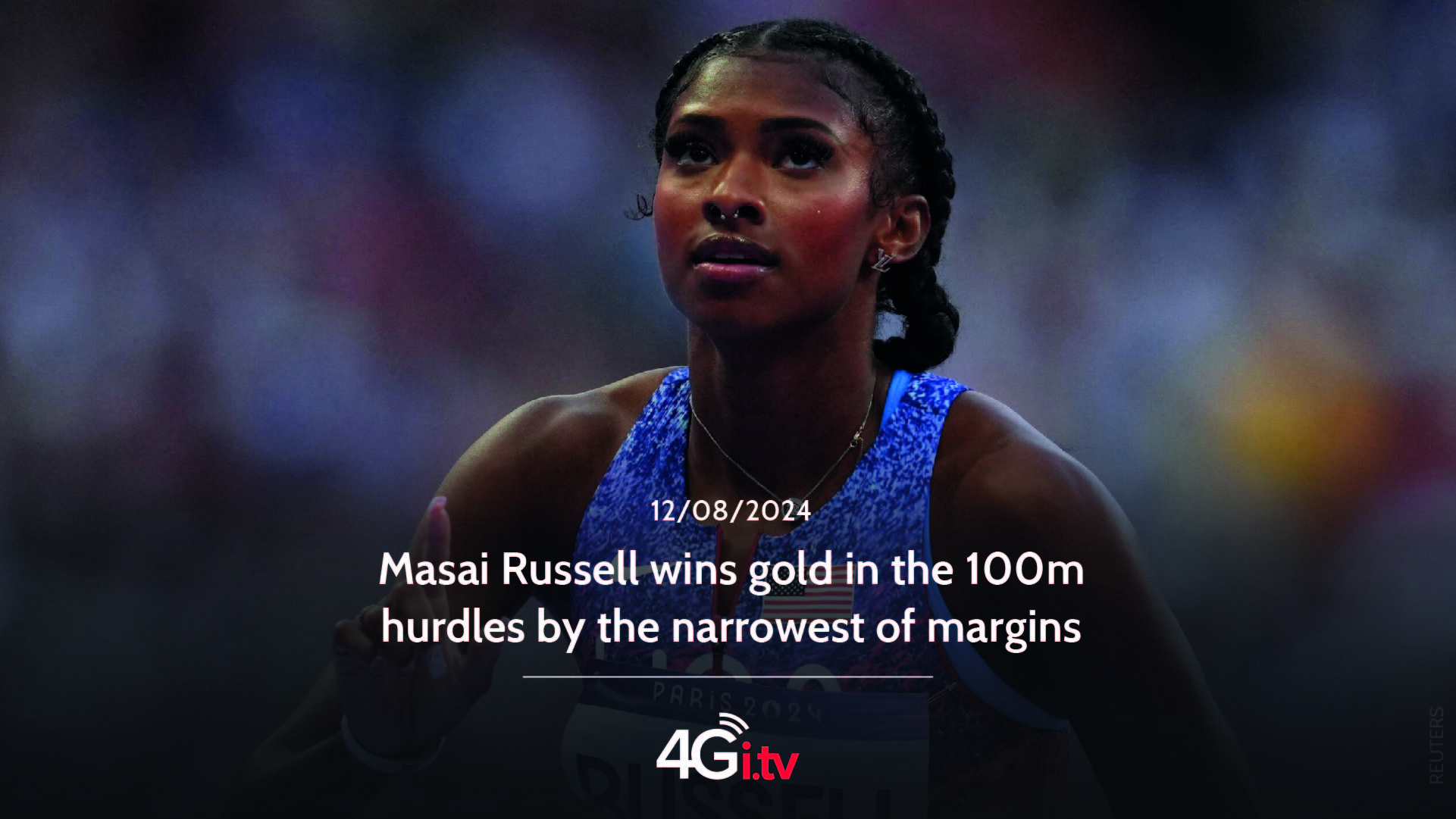 Подробнее о статье Masai Russell wins gold in the 100m hurdles by the narrowest of margins 